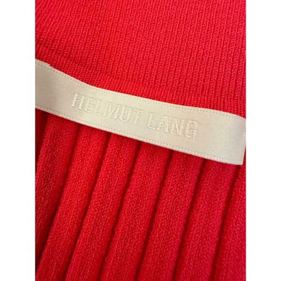 Helmut Lang Hot Pink Ribbed Knit Collared Mini Dress M Long Sleeve Bodycon Sexy - Picture 5 of 9